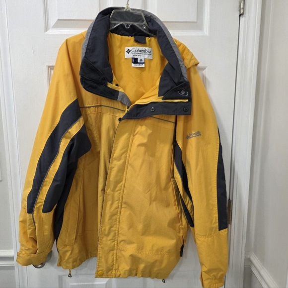 Columbia Interchange Jacket Mens XXL Yellow Rain Shell Hooded Vintage XM7512 - Picture 10 of 17